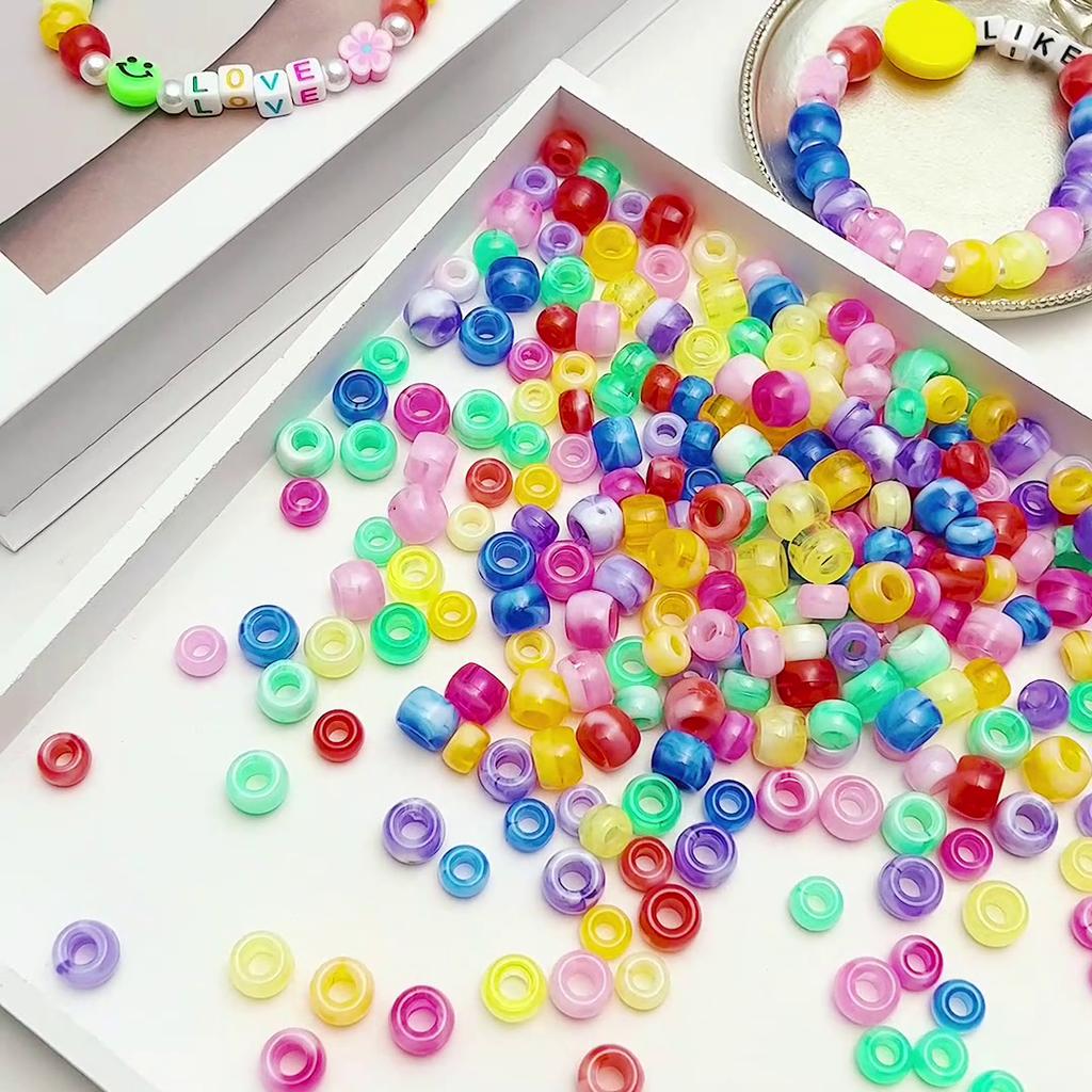 50/100Pcs Acrylic Two-color Barrel Beads Loose Beads For Necklace Bracelet DIY Jewelry Making