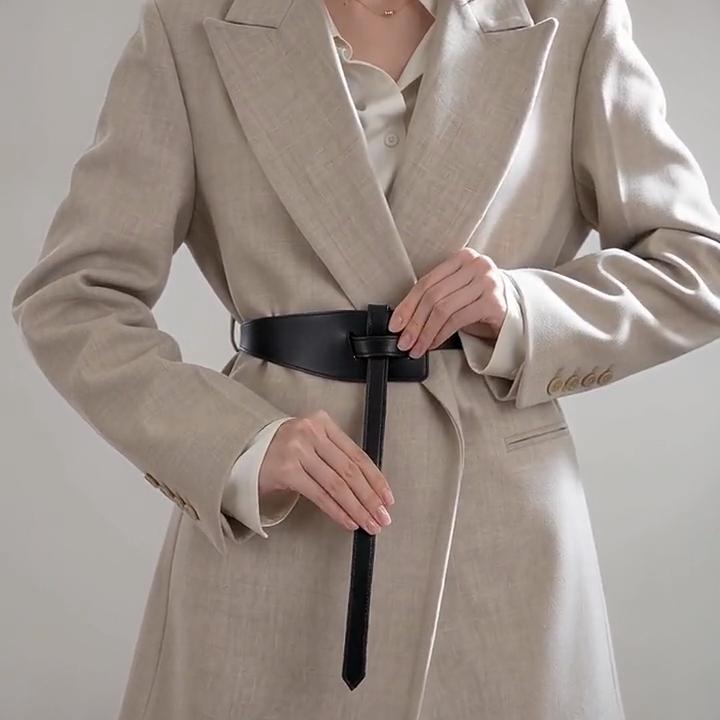 Cintura da Donna in Morbida Pelle PU Annodata, Accessorio Moda con Nodo per Vita di Abiti Lunghi