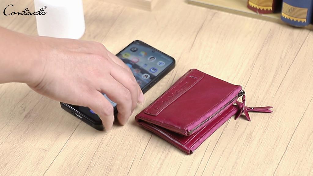 CONTACT'S Echtes Leder Vintage Geldbörse Herren Kurzes Münzfach RFID Kartenhalter Unisex Kleine Geldbörsen Hohe Qualität Designer Geschenk für Freund oder Familie