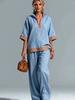 European Style Women Clothing Fashion Casual Contrast Color Zipper Cotton Blouse