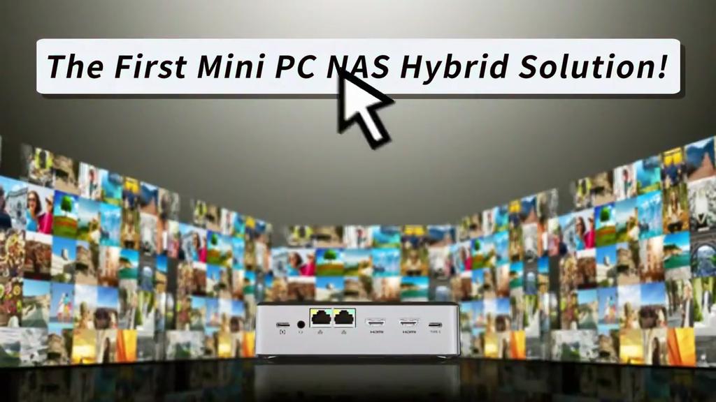 GMKtec MiniPC NAS G9 Intel N150 Dual Boot Desktop Computer 12GB DDR5 64GB eMMC 1TB M.2 SSD 4 Slots M.2 NVMe USB-C/USB 3.2 10Gbps