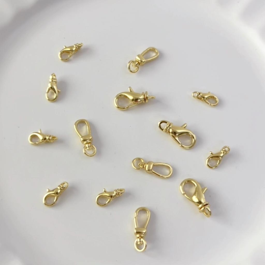 1pc/Bag 18K Gold Plated Metal Lobster Clasp Universal Rotating Lobster Clasp For DIY Bracelet Necklace Making Jewelry Findings Accessories