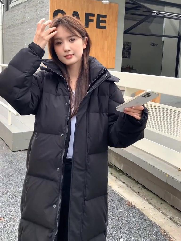 Down Jacket Women's Super Long New Winter Thickened Loose and Thin College Style Couple Down Jacket