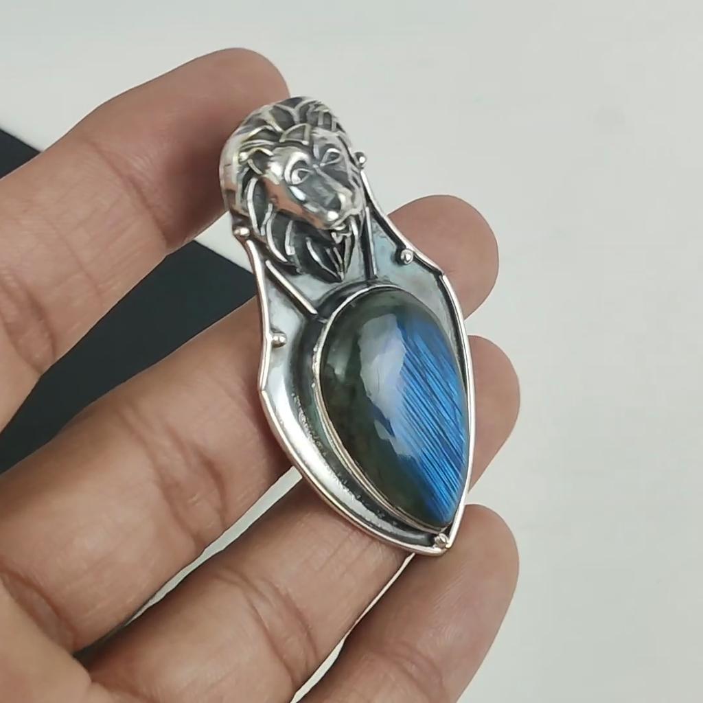 Natural Labradorite Gemstone Pendant 925 Sterling Silver- Handmade Design, Everyday Wear Jewelry, Unique Labradorite Pendant Gifts For Her