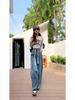 Plus Size M-6XL Vintage Cargo Jeans Women's Spring Autumn Y2k Streetwear Loose High Waisted Jeans Straight Wide Leg Cargo Jeans