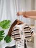 Boys' Long Sleeved 3-piece Set, Autumn and Winter Striped Knitted Jacket, 0-5-Year-old Children's Casual Set