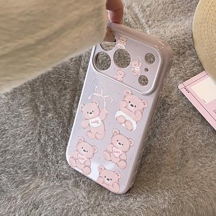 Husă de telefon cu ursuleț drăguț de desene animate pentru iPhone 17 și iPhone 17 Pro Max