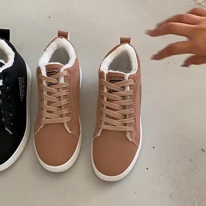 Winter Snow Boots Athletic Sneakers for Women,Plush Lined Flat Casual Shoes Lace Up Non Slip,Student Daily Shoes