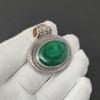 Naturlig Malakit Ädelsten Silverhänge i 925 Sterling Silver - Handgjord Design, Smycken för Vardagsbruk, Antika Hängsmycken Gåvor Till Mamma