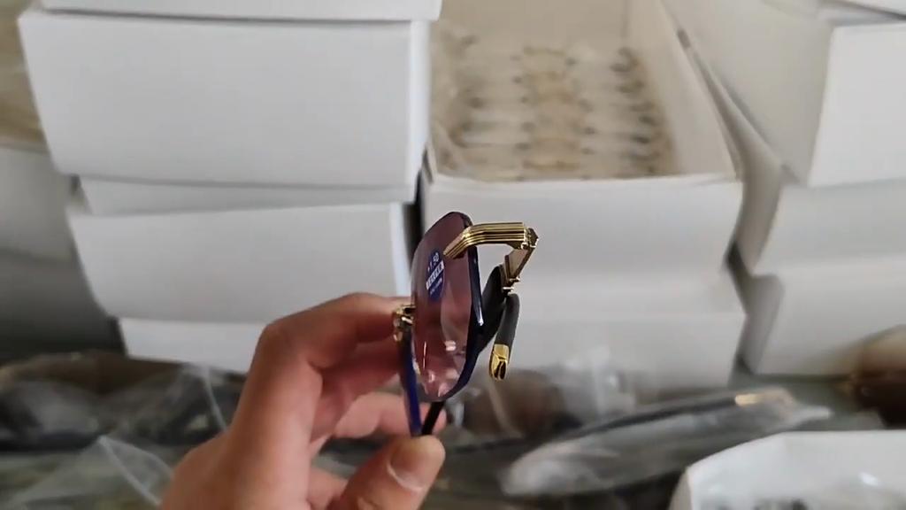 Frameloze leesbril met diamantvormige afwerking, blauwlichtblokkerende oogbescherming, presbyopiebril, high-definition brillen