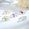 S925 Sterling Silver Butterfly Crystal Open Ring, Adjustable Natural Stone Band, Elegant Dainty Jewelry for Women, Daily Wear & Gift