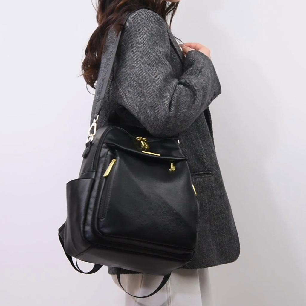 Women's PU Backpack Durable Shoulder Bag Large Capacity Travel Backpack