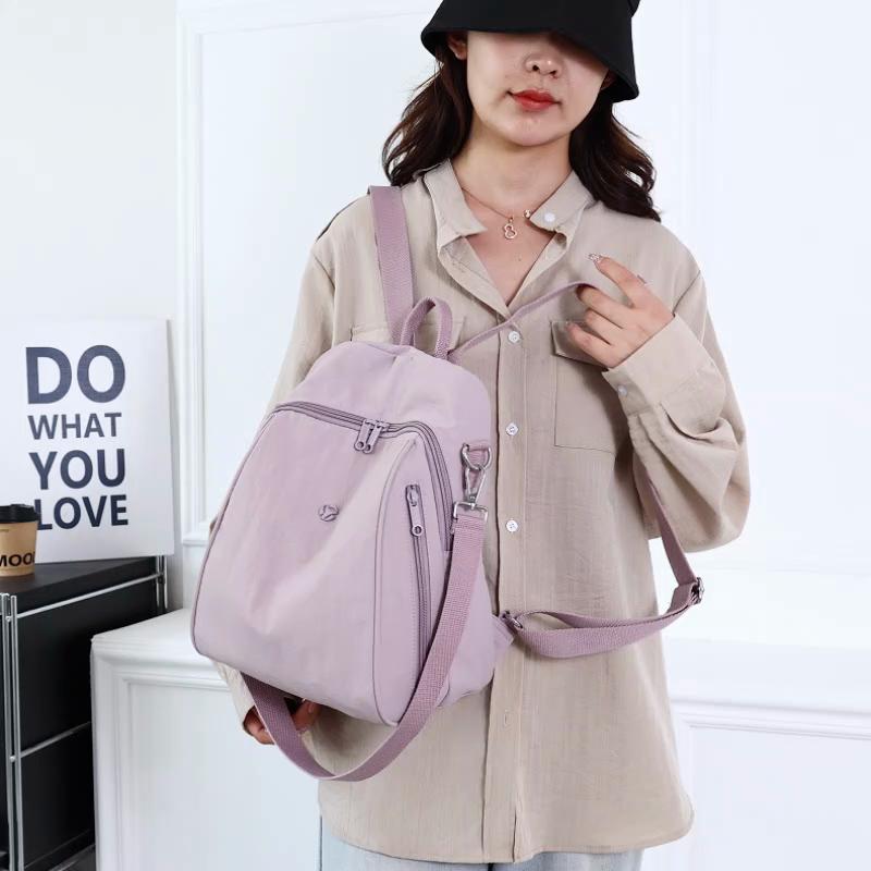 Einfarbiger Damenrucksack Große Kapazität Reiserucksack Leichte Nylontasche