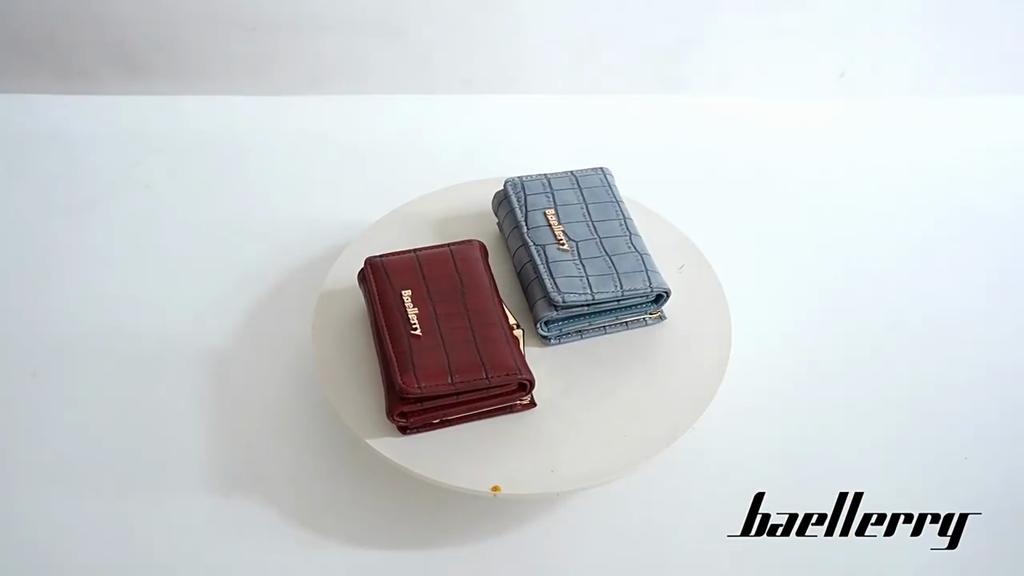 Baellerry Women's Billfold Short Wallet Stone Texture Trifold Purse Snap Closure Coin Purse Fashion Card Holder