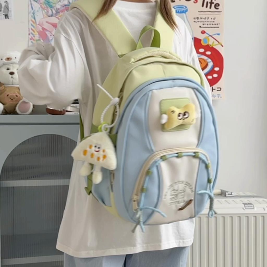 Student Schoolbag Women's Contrast Color Backpack Children's Backpack for Girls