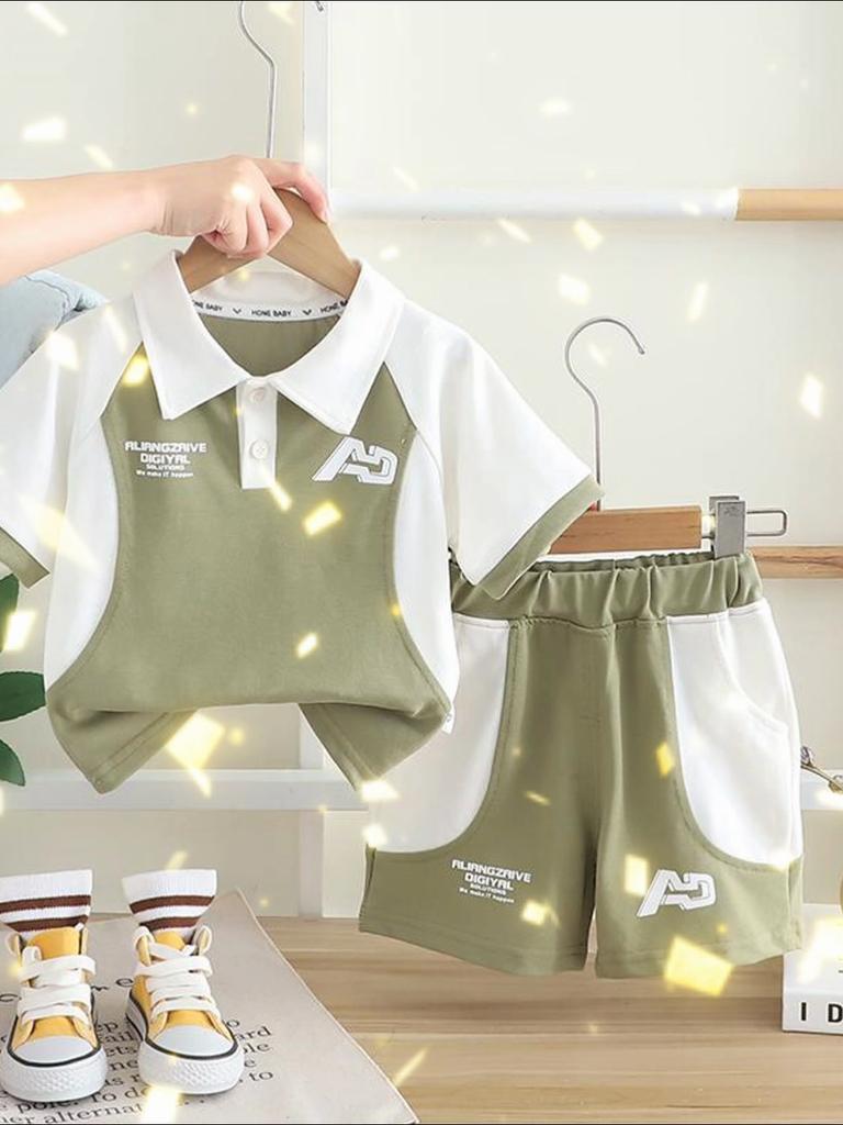 Boys' Short Sleeved Set Boys' Baby Clothes Children's Summer POLO Shirt Korean Version Two-piece Set