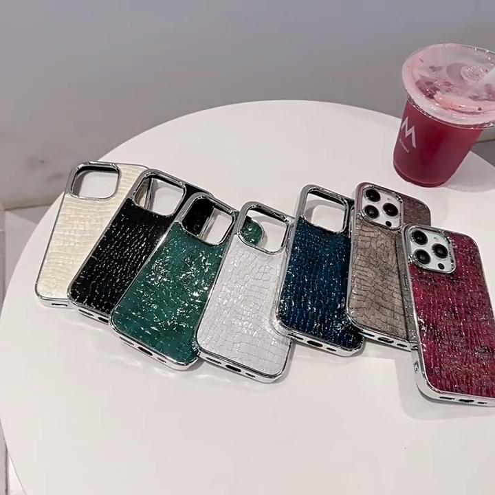 Coque de luxe à motif crocodile brillant pour iPhone 16 15 14 13 12 11 Pro Max Plus Placage Cool Armor Antichoc Couleur vive