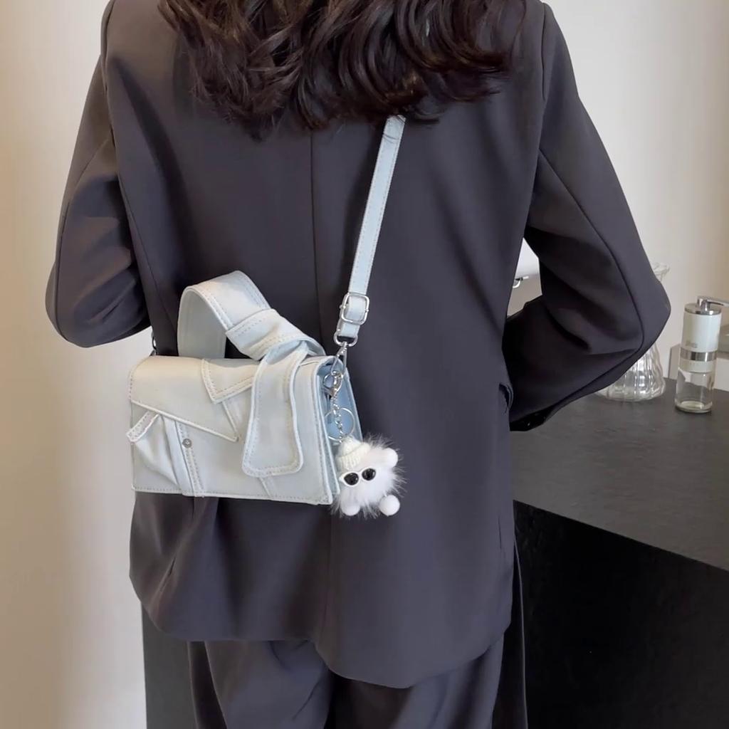 Denim Handbag Women's Crossbody Bag Fashionable Shoulder Commuter Small Square Bag