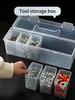 Portable Transparent Plastic Hardware Storage Box with 6 Detachable Dividers - Screws, Small Parts,Tool Storage Box