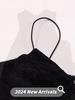Summer New Women's Solid Color Slim Fit High Waist Fashion V-neck Strap Mesh Dress