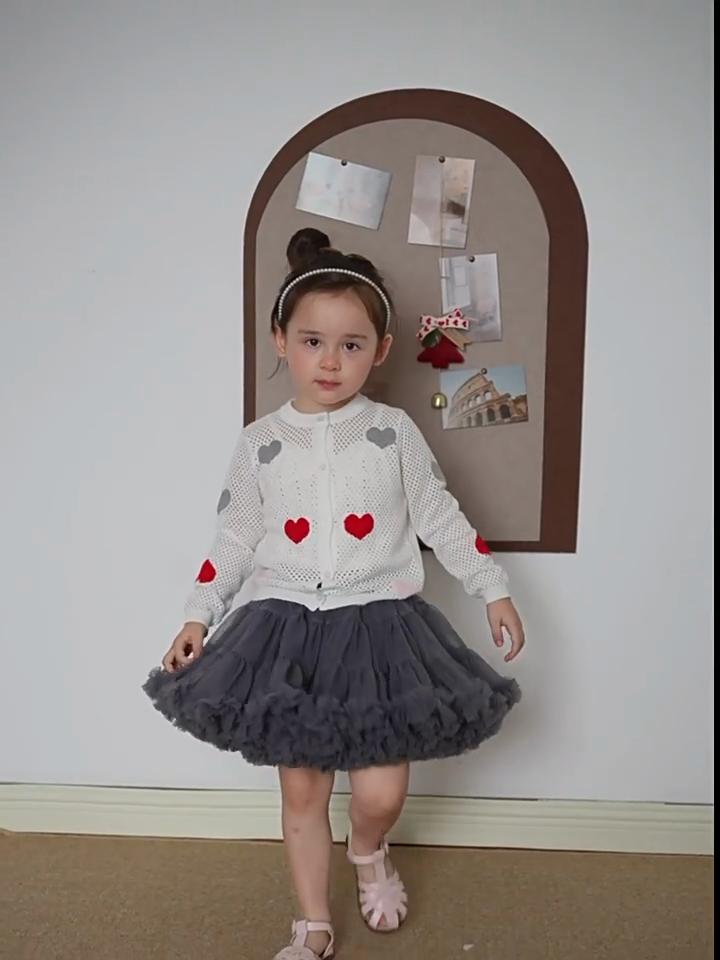 Children's Spring and Autumn Baby Cardigan Knitted Sweater Hollow Top Outerwear Girls Love Thin Jacket