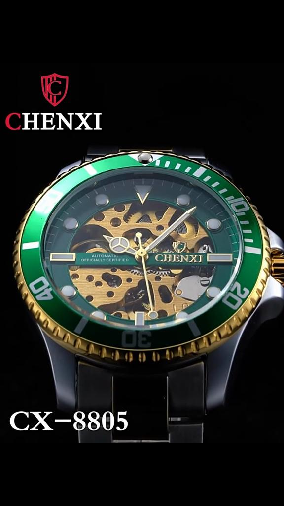 Pánské hodinky Automatické mechanické hodinky z nerezové oceli Voděodolné obchodní náramkové hodinky Relojes Hombreino