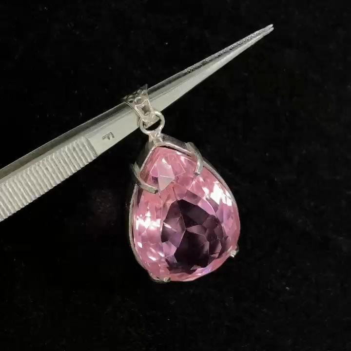 A+ Certified Pear Cut 116 Ct Lab Created Pink Sapphire Pendant Gemstone For Gift MY.PD-100