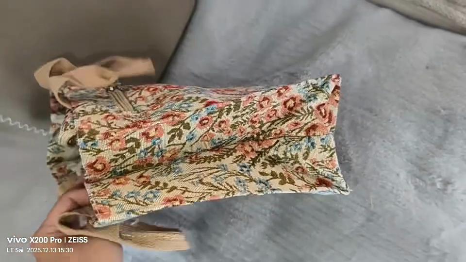 Vintage velká plátěná taška s květinovým vzorem