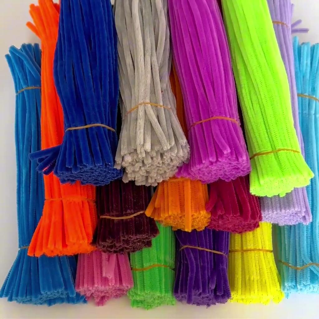 100Pcs Colorful Chenille Stem Twisted Rod Wool Root Fluffy Bar Iron Wire DIY Handcraft Twisting Decorations Pipe Cleaners Plush