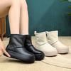 Johnature Versatile Snow Boots Plush Warm Flat Platform Short Boots Genuine Leather Women's Shoes