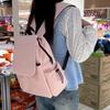 Solid Color Women's Backpack Student Schoolbag