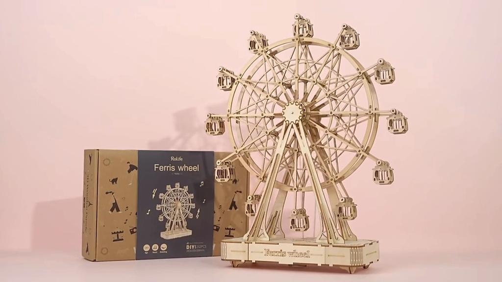 ROBOTIME Rolife Ferris Wheel 3D Wooden Puzzle Music Box TGN01