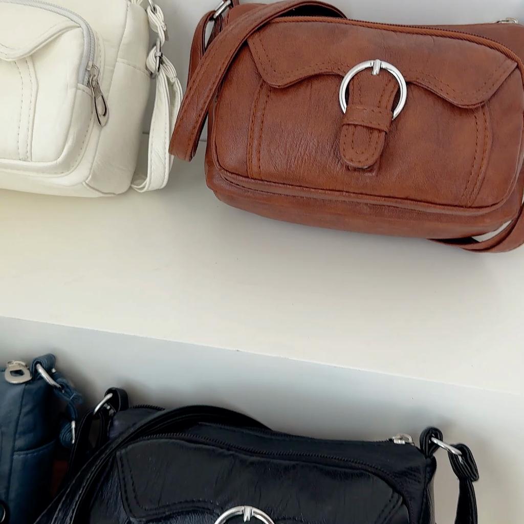 Women's Bag Soft Leather Middle-Aged Mother Bag Large Capacity Crossbody Bag Multi-Pocket Shoulder Bag