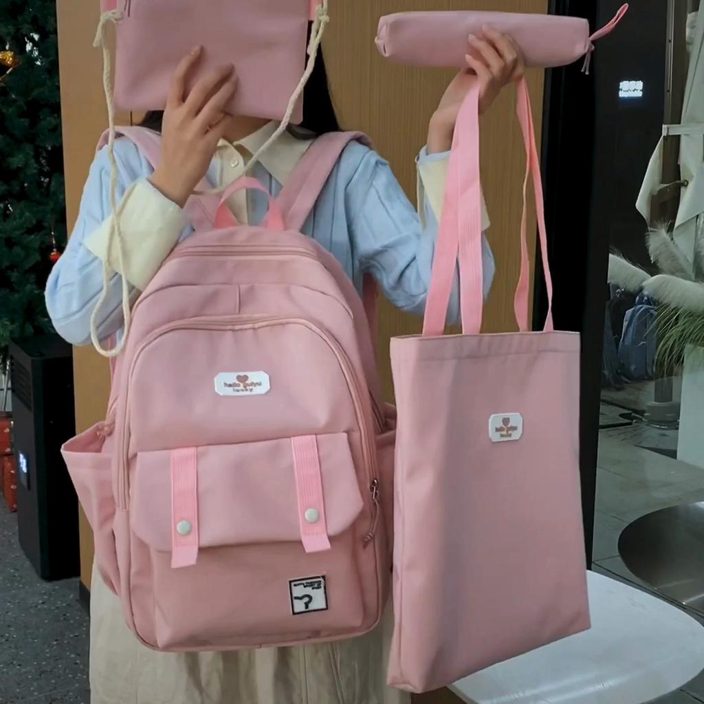 Student 4 Pieces Backpack Set Women's Large Capacity Backpack Girls School Bag with Pen Bag
