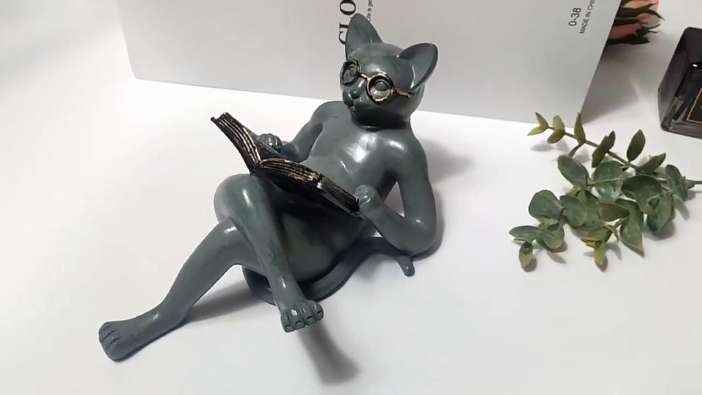 Read Literature Cat Crafts Decoration Creative Read Cat Home Table Top Decoration Statue Office Home Decor Gift Car Accessories