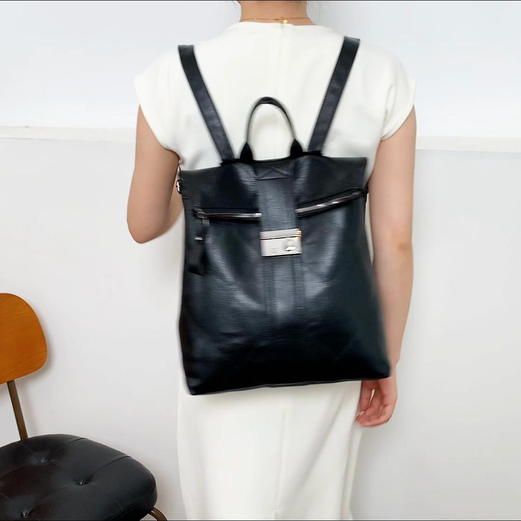 PU Backpack Women's Stitching Backpack Women's Anti-theft Handbag Student Schoolbag