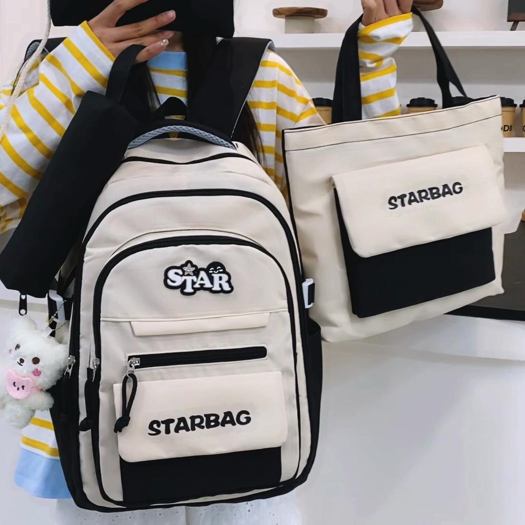 Four-Piece Backpack Set Children's Large Capacity Backpack Junior High School Student Schoolbag College Style Backpack