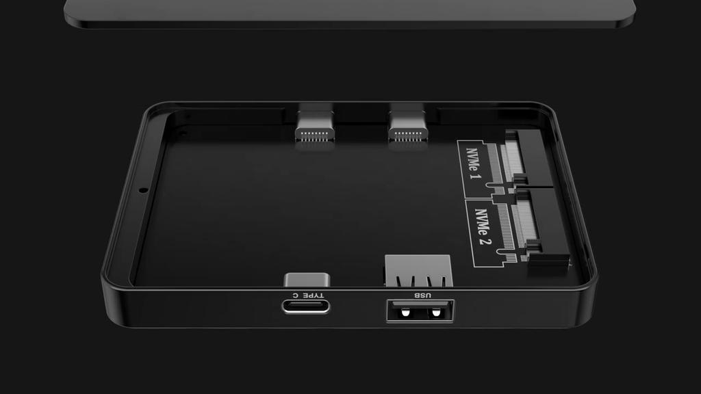 Dual Bays M2 NVME SATA SSD Enclouse 10Gbps Dual Protocol M.2 NVMe SATA SSD Case USB3.2 Solid State Docking Station M.2 Hard Disk Box Adapter for PC