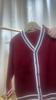 Parent-child Outfit Contrast Color Pockets for Middle and Large Children Knitted Cardigan College School Uniform Girls Sweater Jacket