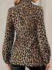 Camicetta da Donna con Stampa Leopardo Scollo a V Manica Lunga Nodo Frontale Camicia Casual da Ufficio Top Elegante alla Moda