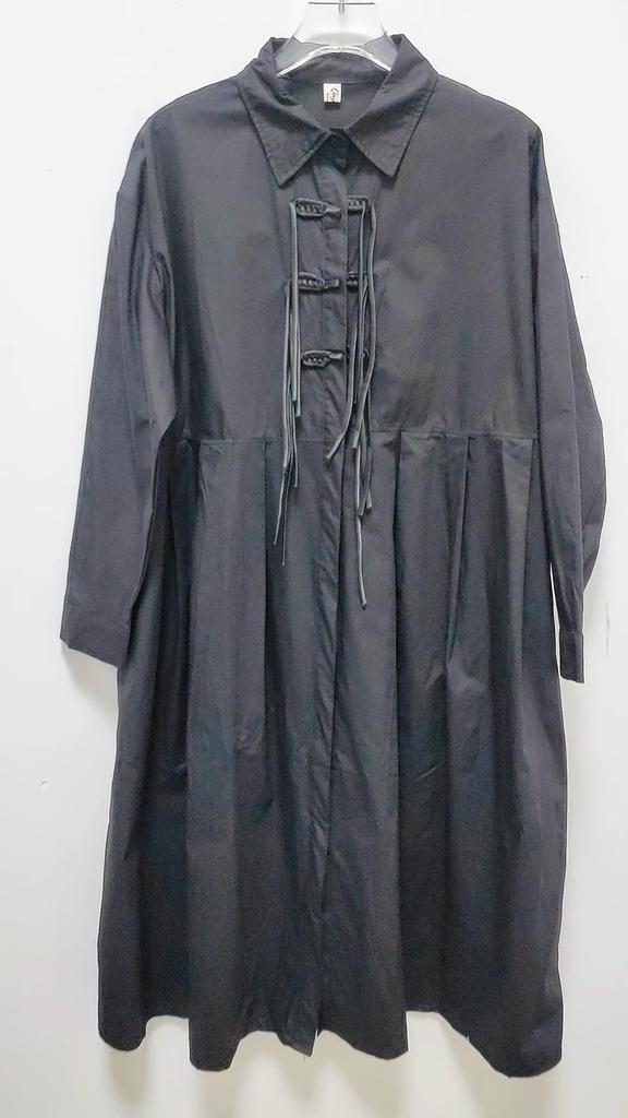 Xitao Loose Casual Dress Full Sleeve Turn Down Collar Single Breasted Solid Color Simplicity Women New DMJ2908