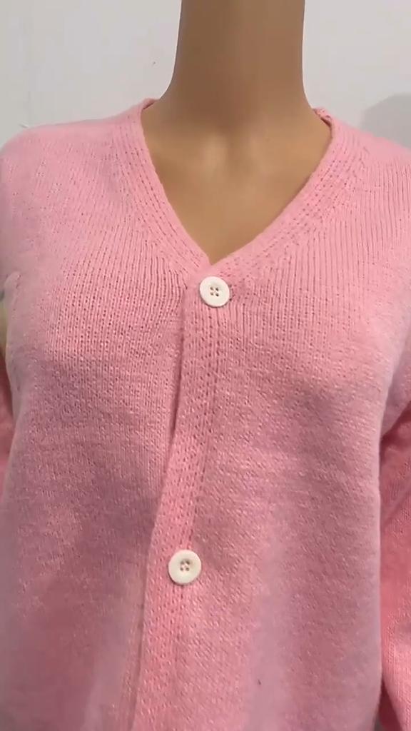 Cardigan Sweater, V-neck Top, Long Sleeved Sweatshirt, Personalized Women's Casual Jacquard Sweater