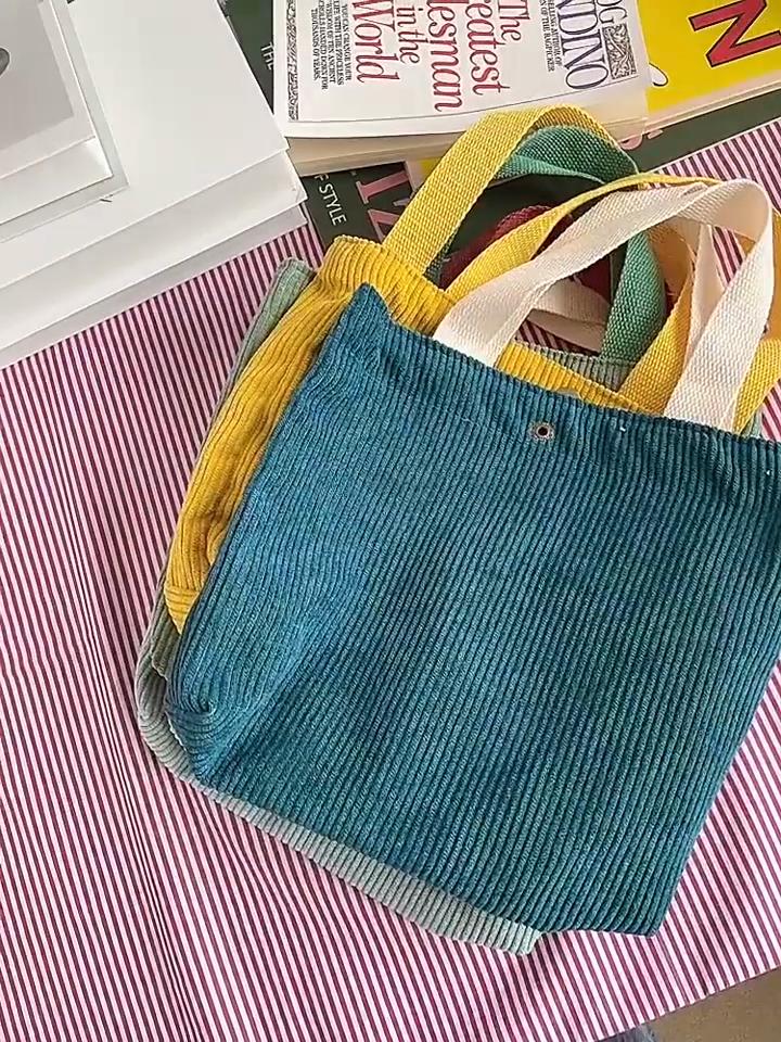 Dámská nákupní taška přes rameno Pruhovaná plátěná taška Jednoduchá taška na oběd Jednobarevná taška pro každodenní dojíždění Nádoba na jídlo Úložné tašky