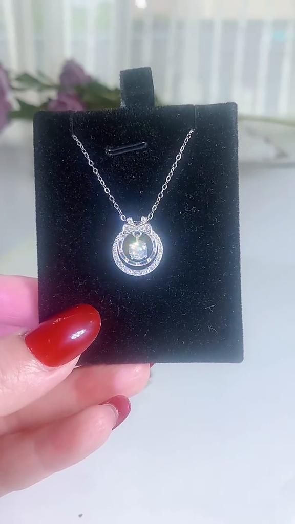 Lindon S925 Sterling Silver Moissanite Luxury Personality Pendant Necklace Women's Classic Tide Sugar Full of Wild Clavicle Chain