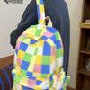 Middle School Student Backpack Plaid Women Large Capacity Backpack Nylon Schoolbag