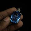 Natural London Topaz Blue Pendant Cushion 73 Gems 925 Sterling Silver CERTIFIED my-415-k