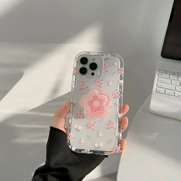 Kreative Treibsand-Blumenständer-Handyhülle für iPhone 13 iPhone 15 iPhone 16 Pro Max