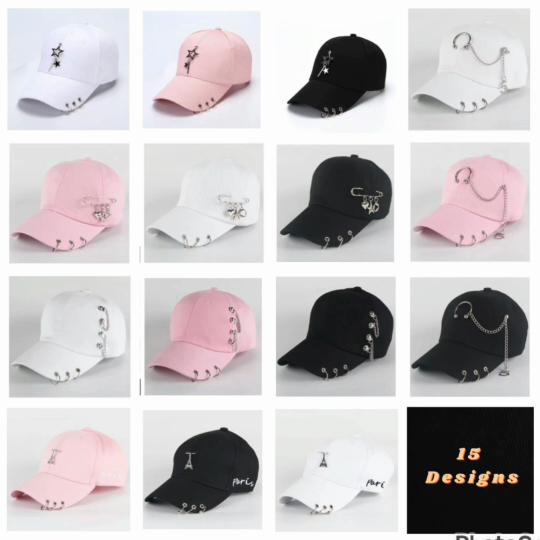 Baseball Cap Hat Metal Ring Chain Spring Summer Autumn Punk Hip hop Rock Adjustable Unisex Men Women Outdoor Casual Cotton
