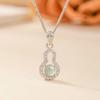 Natural Blue Water Jadeite Gourd Necklace Sterling Silver S925 High-end Exquisite Live Broadcast Supply Style Fashion Women's Jewelry