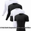 2 Pack Men's Compression Shirts Long Short Sleeve Rash Guard Workout Top, Black